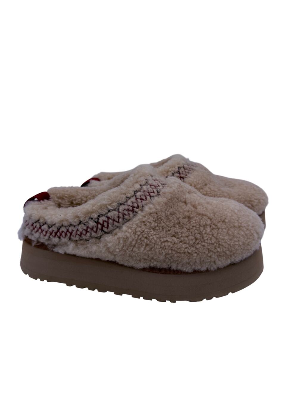 UGG Women's Tazz Heritage Braid Fuzzy Platform Slippers Size 7